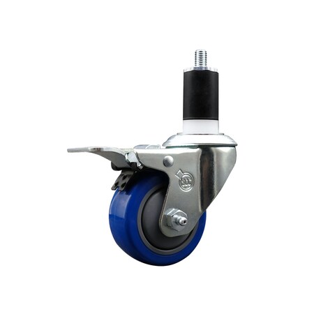 Service Caster 3'' Blue Poly Swivel 1-1/2'' Expanding Stem Caster Total Lock Brake SCC-EXTTL20S314-PPUB-BLUE-112